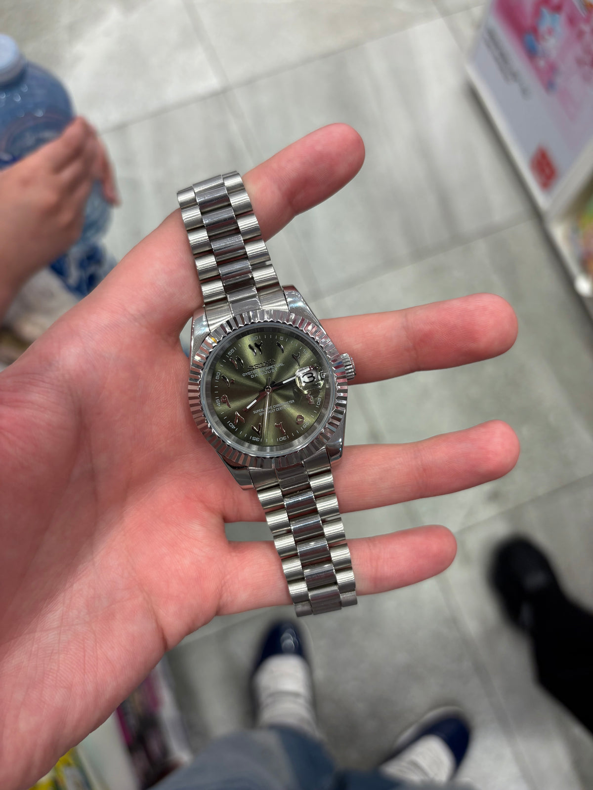 Datejust Mod -  Olive Green Arabic Dial