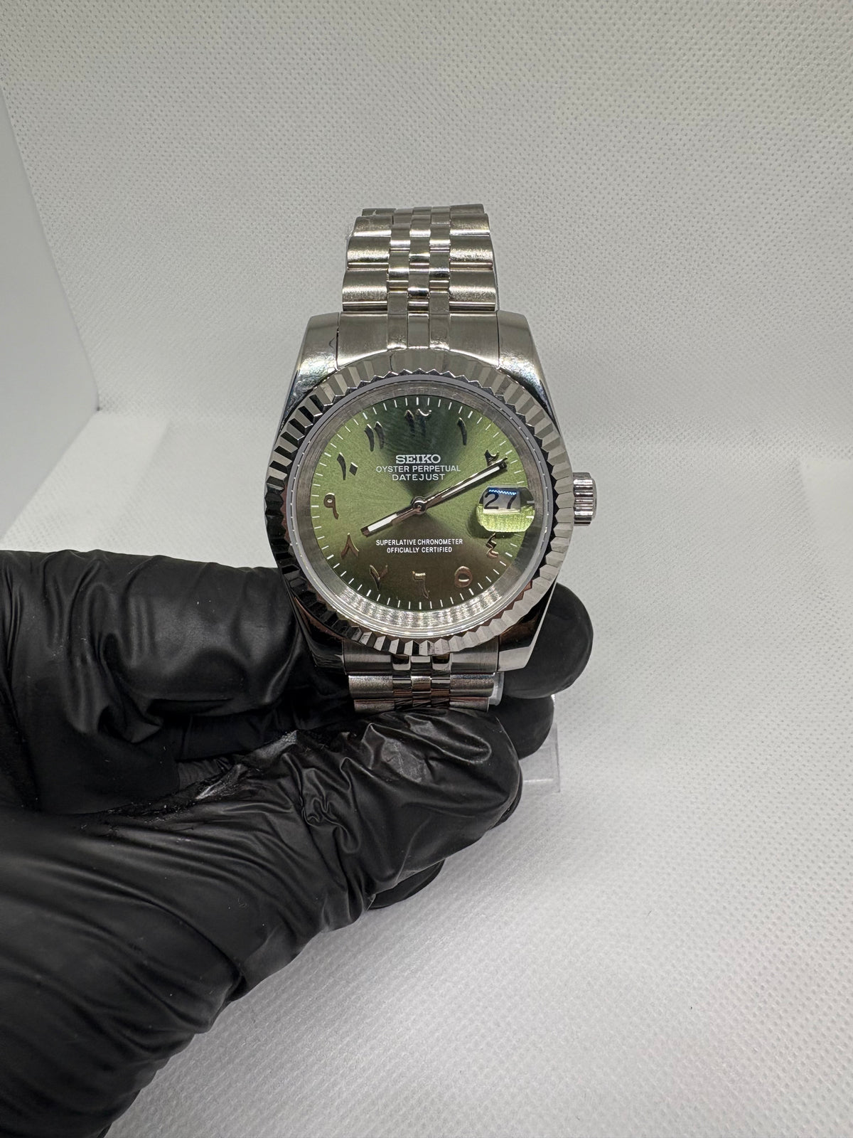 Datejust Mod -  Olive Green Arabic Dial