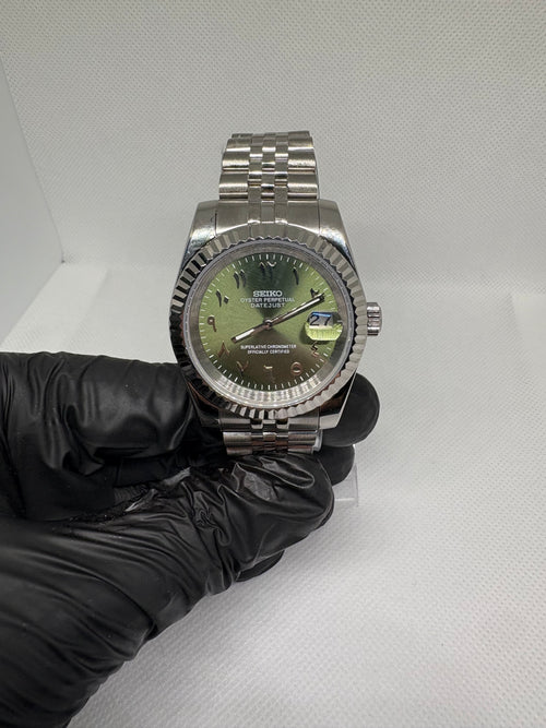 Datejust Mod -  Olive Green Arabic Dial