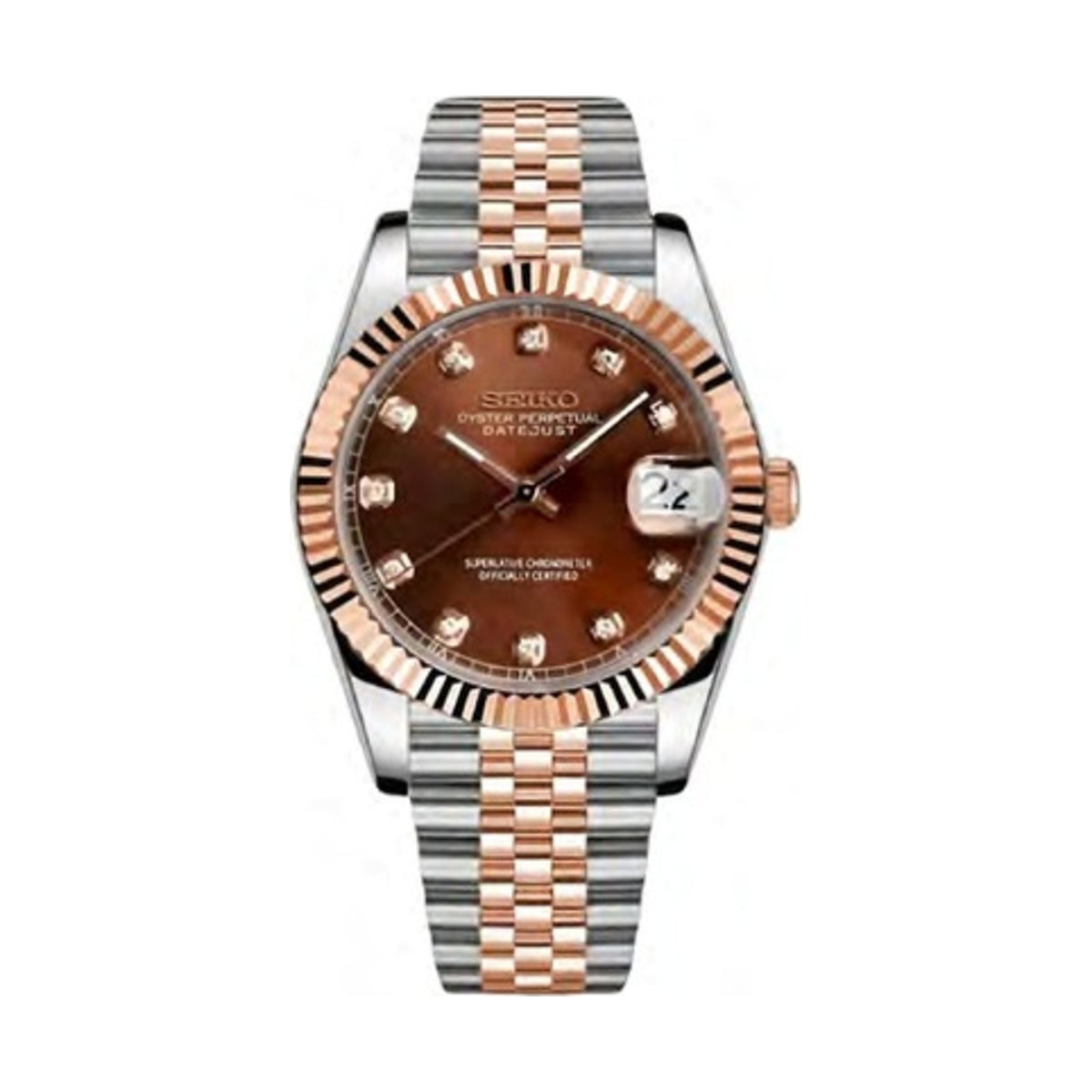 Diamond Dial DateJust Mod - Chocloate Two-Tone